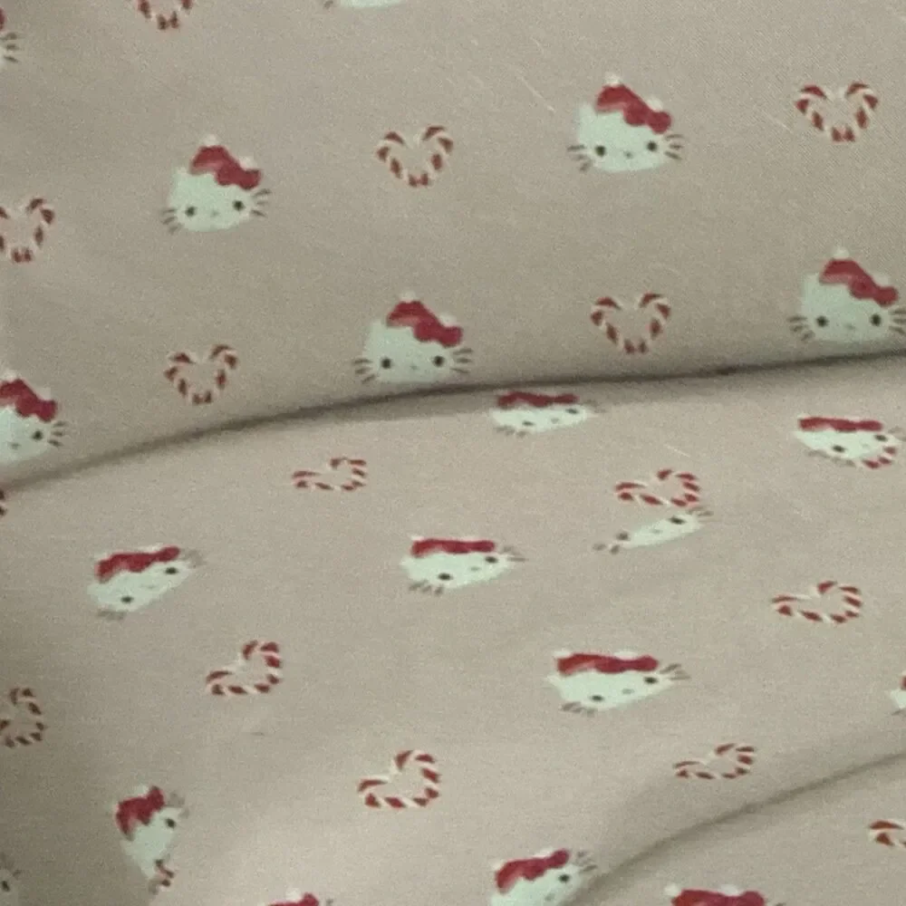 Hello Kitty Twin Sheet Set Christmas Holiday Candy Cane Pink Sanrio NEW